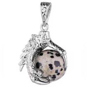 Dalmatian Claw Gemstone Crystal Stone Pendant Necklace